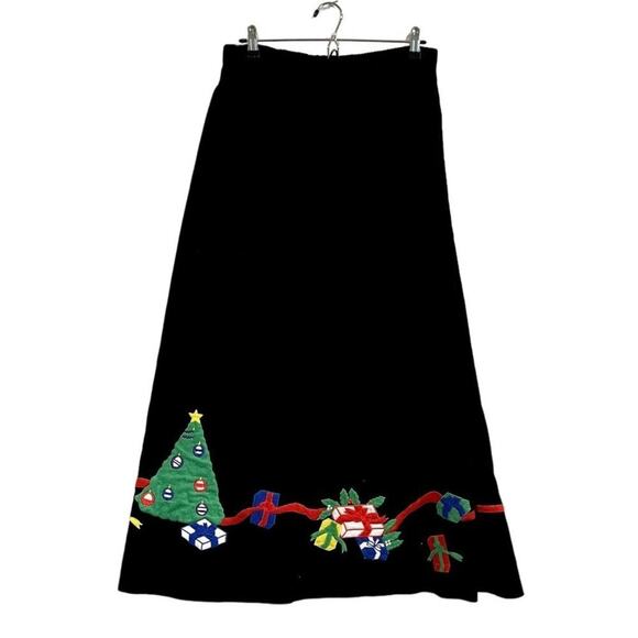VTG The Eagle's Eye Skirt Women Large Maxi A-Line Christmas Velvet 80s 90s Y2K - Picture 1 of 10